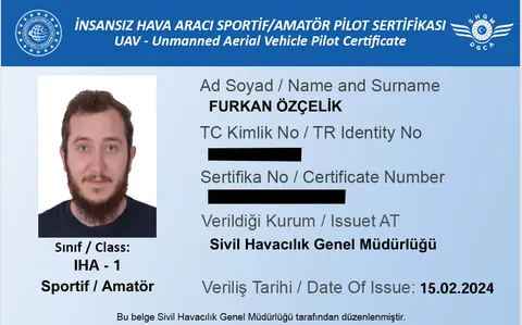 SHGM İHA-1 Sportif/Amatör pilot sertifikası